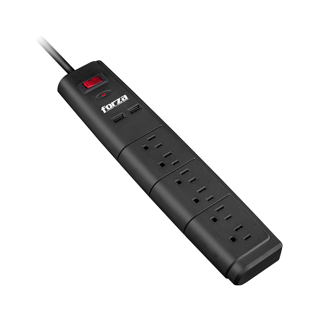 Supresor De Picos Para Casa Supresor de picos 6 tomas 2 puertos USB Forza - Promart