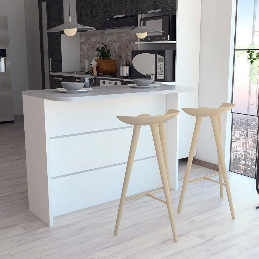 Barra Auxiliar de Cocina Fendi - Cemento / Blanco