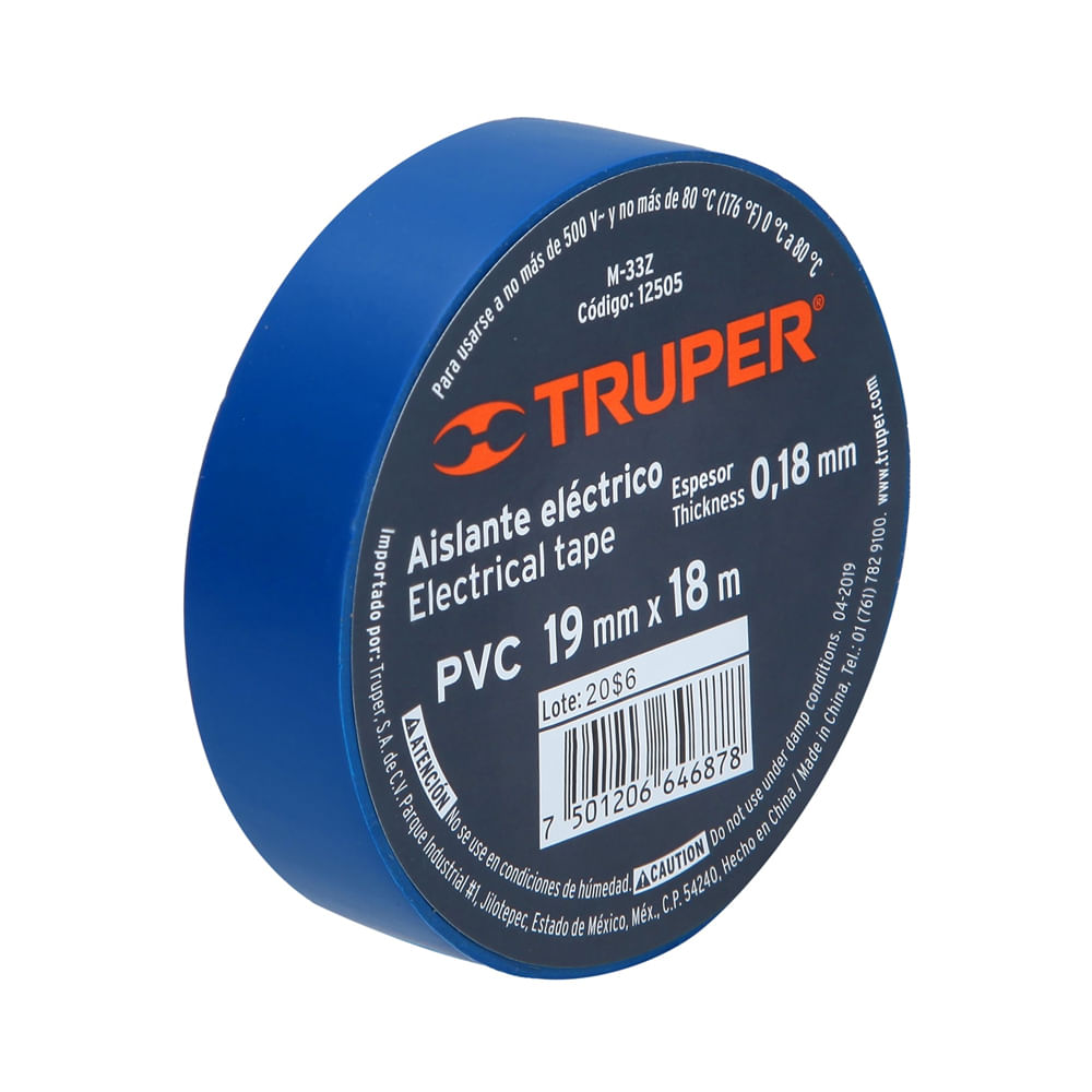 Cinta Aislante Azul 19 mm  X 18 m Truper 12505