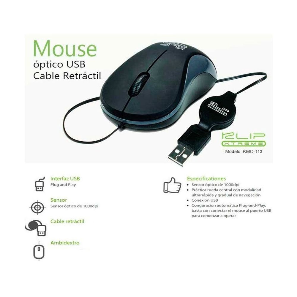 Mouse con Cable USB Color Negro - Promart