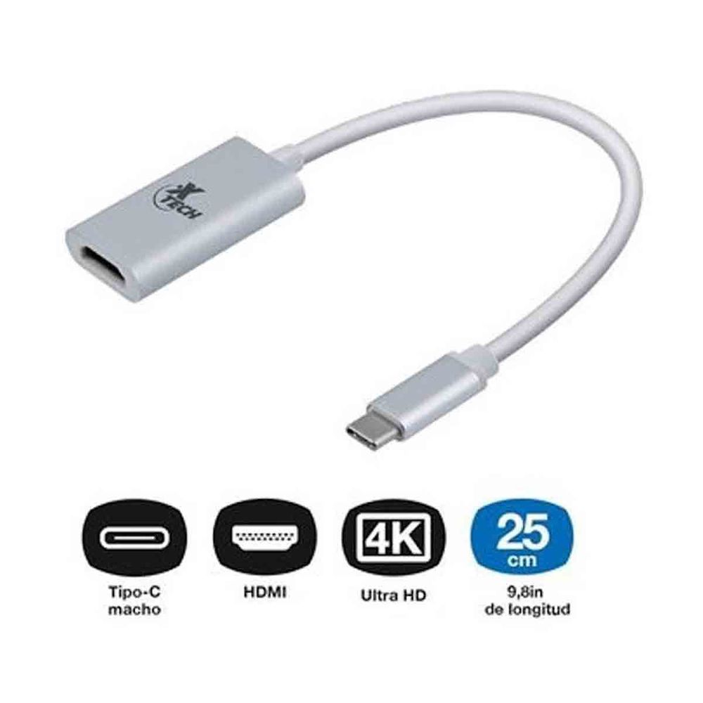 Cable Adaptador con Conector USB Tipo-C Macho a HDMI Hembra
