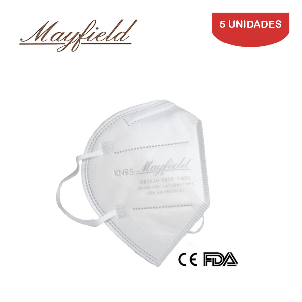 Mascarilla KN95 Mayfield 5 capas Blanco 5 Unidades