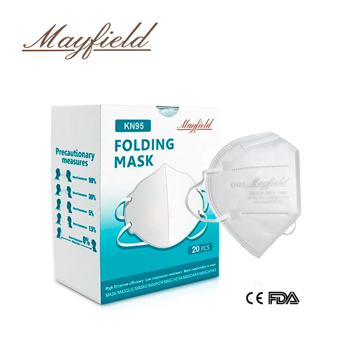 Mascarilla KN95 Mayfield 5 capas Blanco Caja¨20und