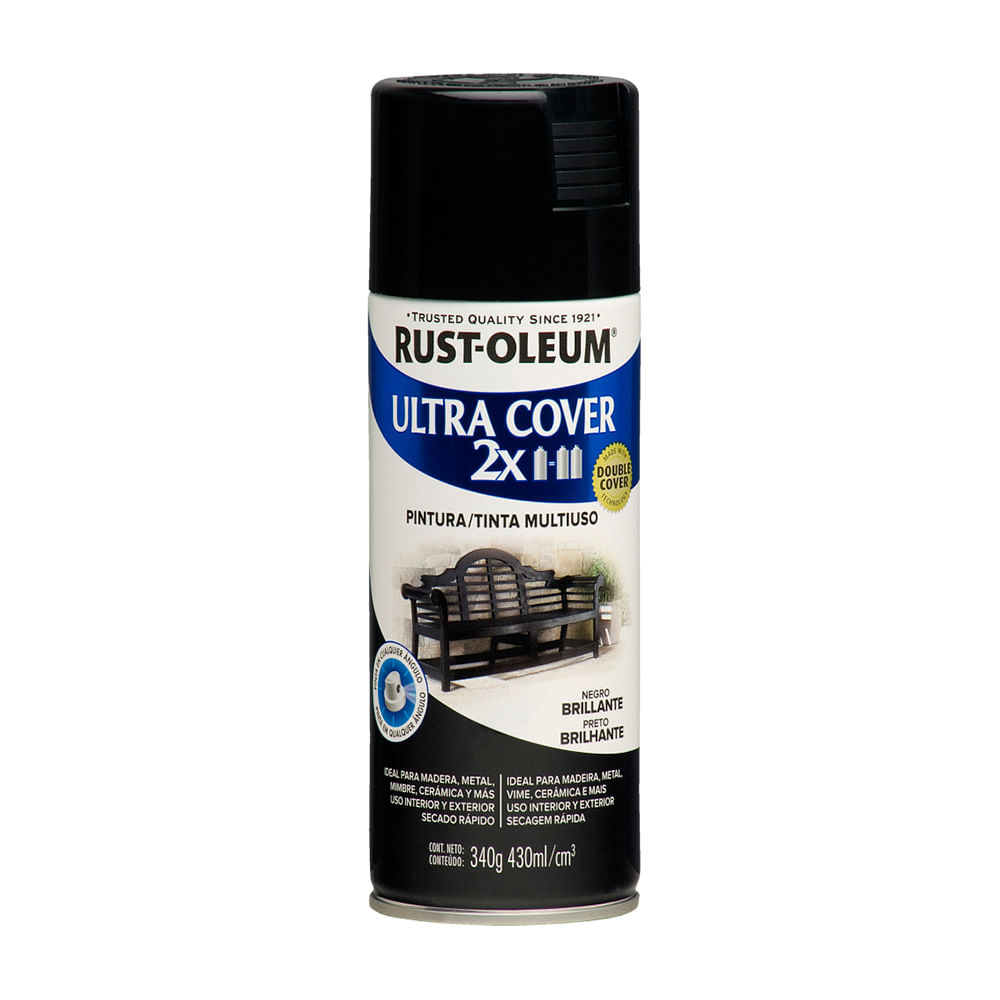 Spray Acrílico Negro Brillante Ultra Cover 340g