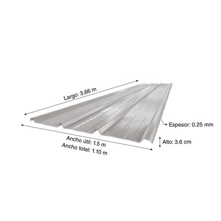 Techo Aluzinc Tr-4Xg 0.25mm 3.66x1.10m - Promart