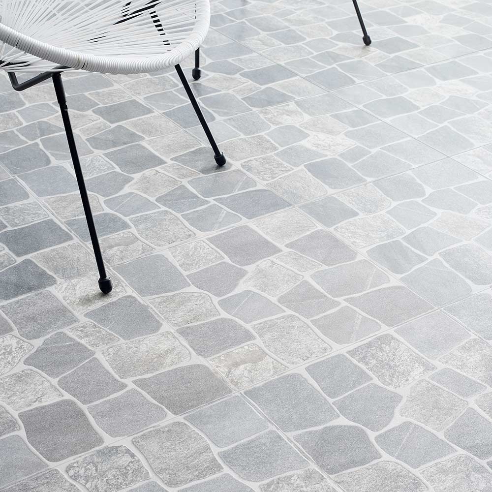 piso ceramico piedra laja gris 45x45cm caja 2 03m2