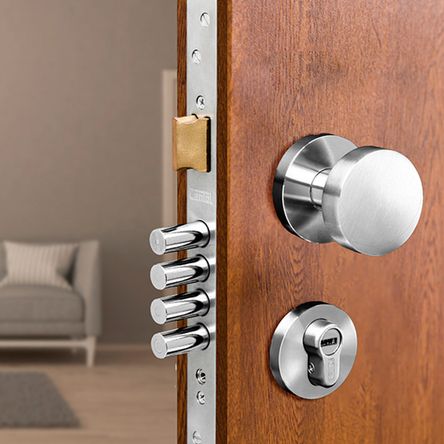 Cerradura para embutir Puerta Principal Acero Inoxidable Onda Derecha