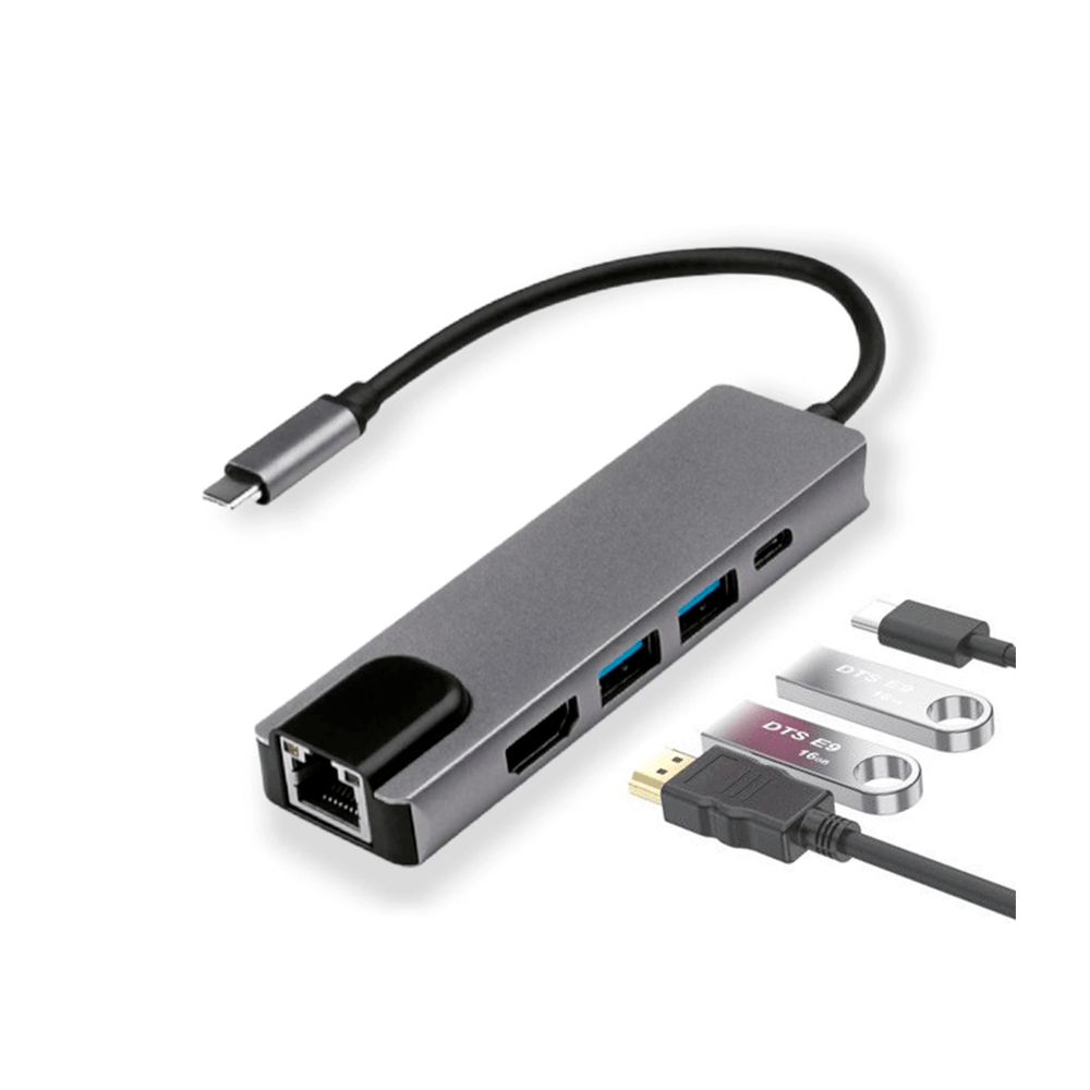 5 en 1 – Adaptador Tipo C a HDMI, RJ45, Tipo C, USB - Anavatec