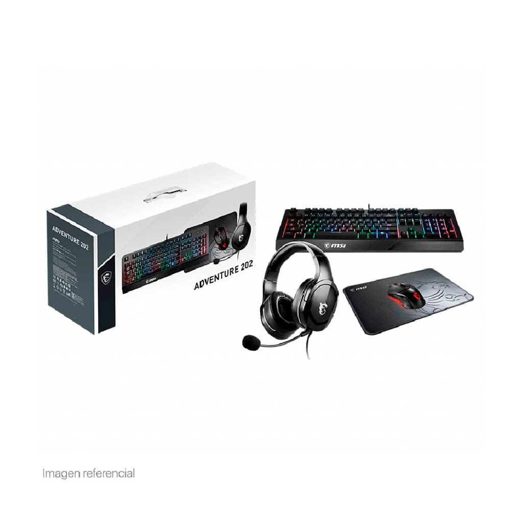 Kit Gamer Teclado Mouse Audífonos Pad Msi Adventure 202 Us