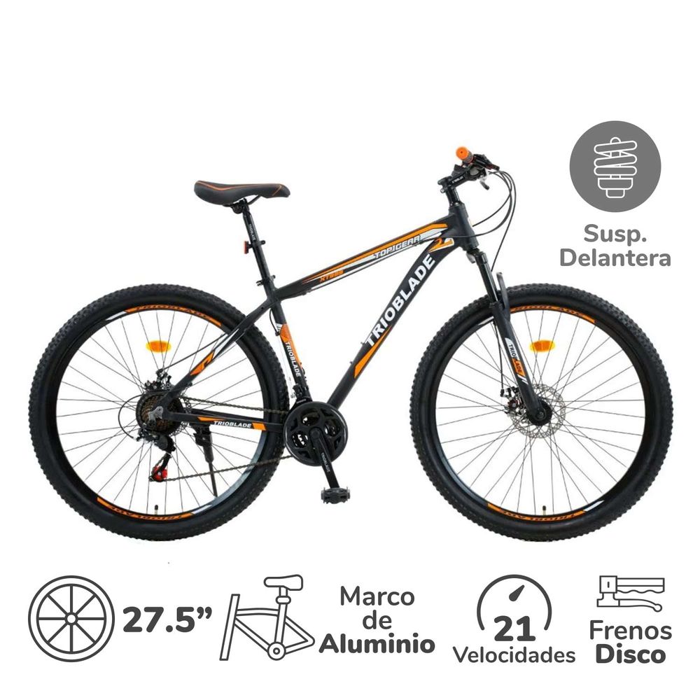 Bicicleta Trioblade by Monarette Aro 27.5 Negro Naranja Knasta Per