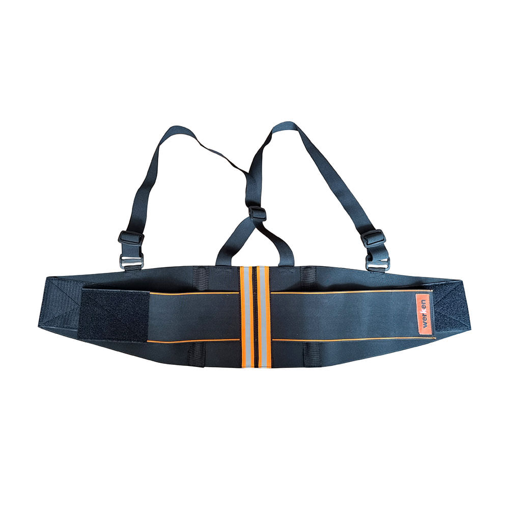 Faja Lumbar Werken Powerbelt XL Negro con Soporte Lumbar y Reflectantes
