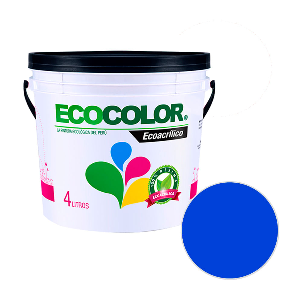Pintura Ecológica Ecoacrílico Mate 4Lts Azul Planeta | Promart - Promart