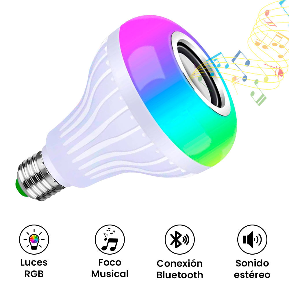 Foco Bombilla LED RGB con Parlante Bluetooth Foco Musical