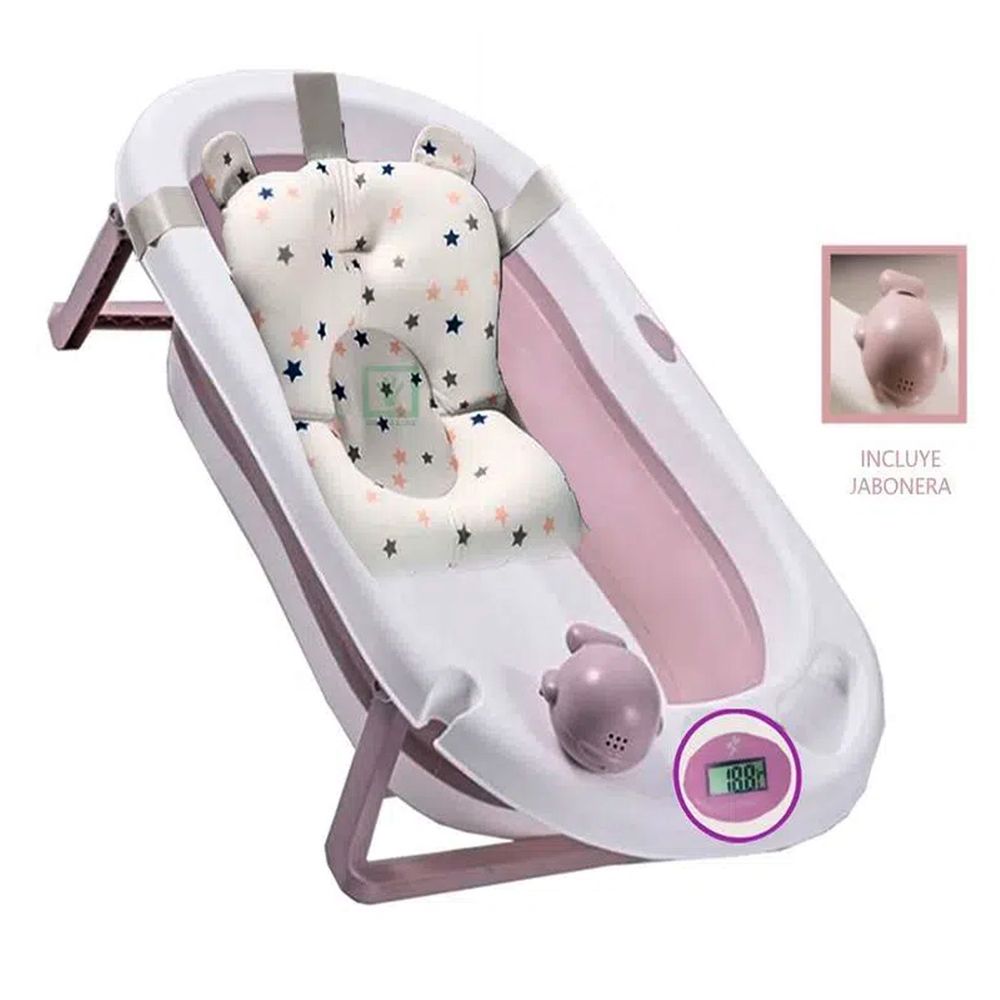Bañera Tina de Baño Doux Bebe con Termómetro Digital Rosa - Promart