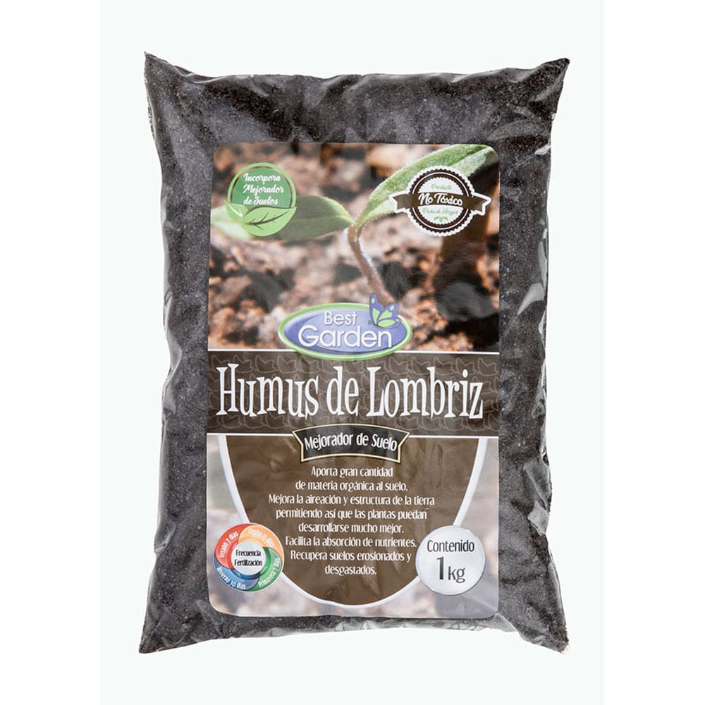 Fertilizante suelo Humus Lombriz 1kg Natural Garden