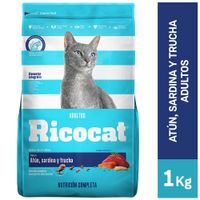 Alimento para Gato RICOCAT Adulto Sabor Atún Sardina y Trucha Bolsa 1Kg
