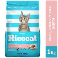Alimento para Gato RICOCAT Gatito Sabor Carne Pescado y Leche Bolsa 1Kg