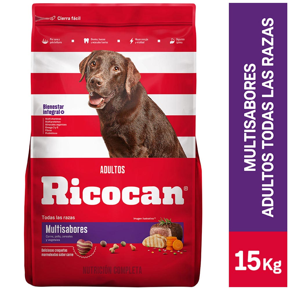 Alimento para Perro RICOCAN Adulto Todas las Razas Multisabores Bolsa 15Kg