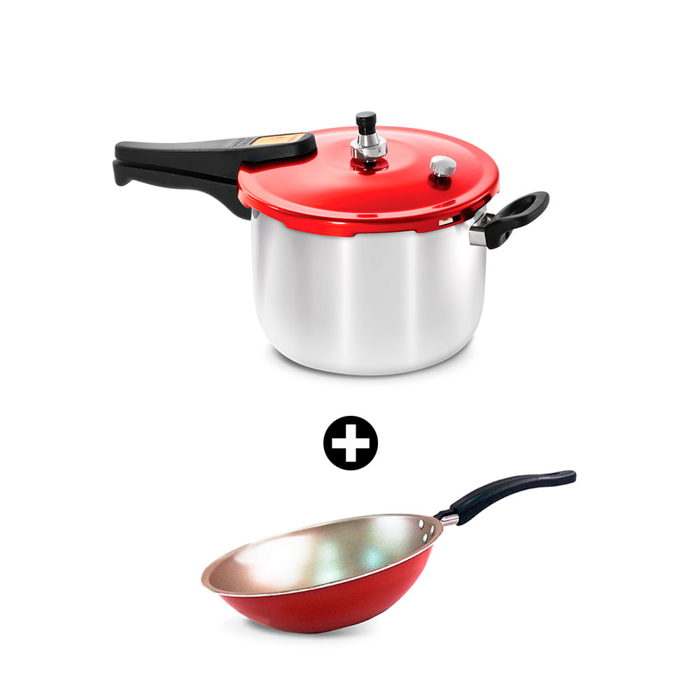 Olla a presión Alumpress 12 litros + Mini wok - Promart olla a presion 12 litros