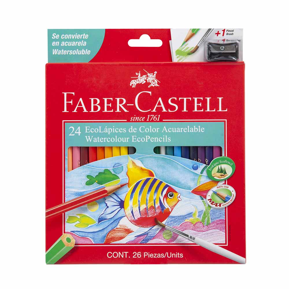 Ecolápices FABER CASTELL Color Acuarelable Caja 24un