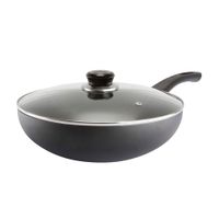 Sartén Wok Aluminio Antiadherente Record N26 con Tapa de Vidrio