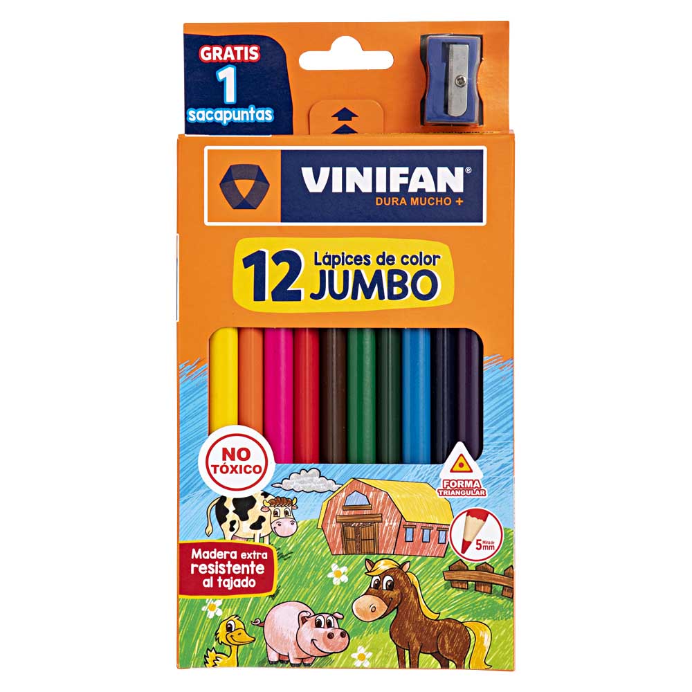 Lápices de Color VINIFAN Jumbo Largo Caja 12un - Promart colores de caja de lapices