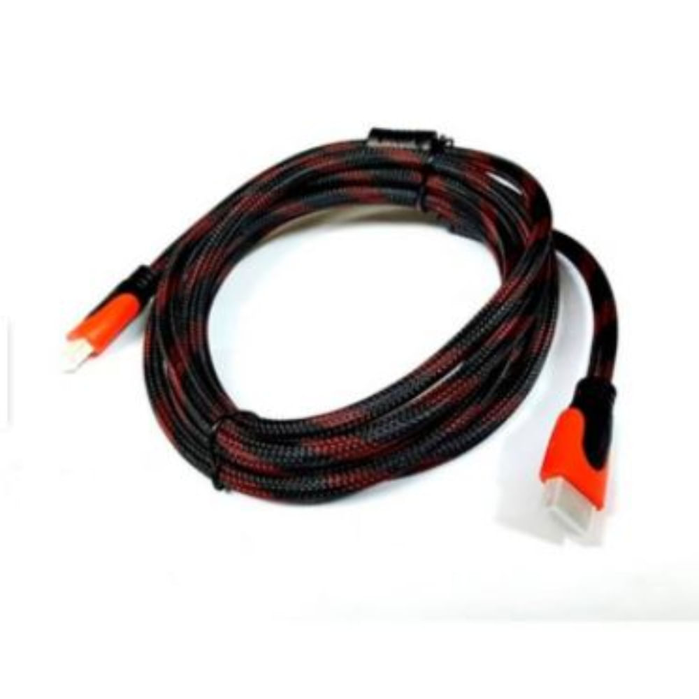 Cable HDMI Con Filtro 5 Metros HD 3D V1.4 Enmallado Negro Con Rojo