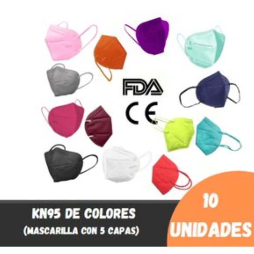 Mascarilla Kn95 Colores Pack X3 Certificada De 5 Capas Color