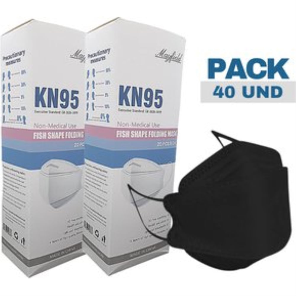 Mascarilla Kn95 Fish Shape Pack X 40 Unidades Negro