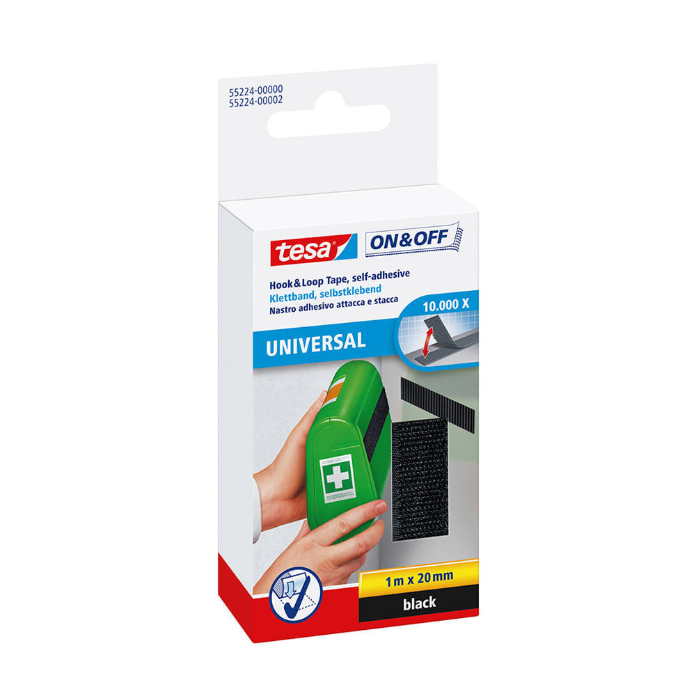 Cinta Adhesiva Tesa On & Off 20mm x 1m Negra