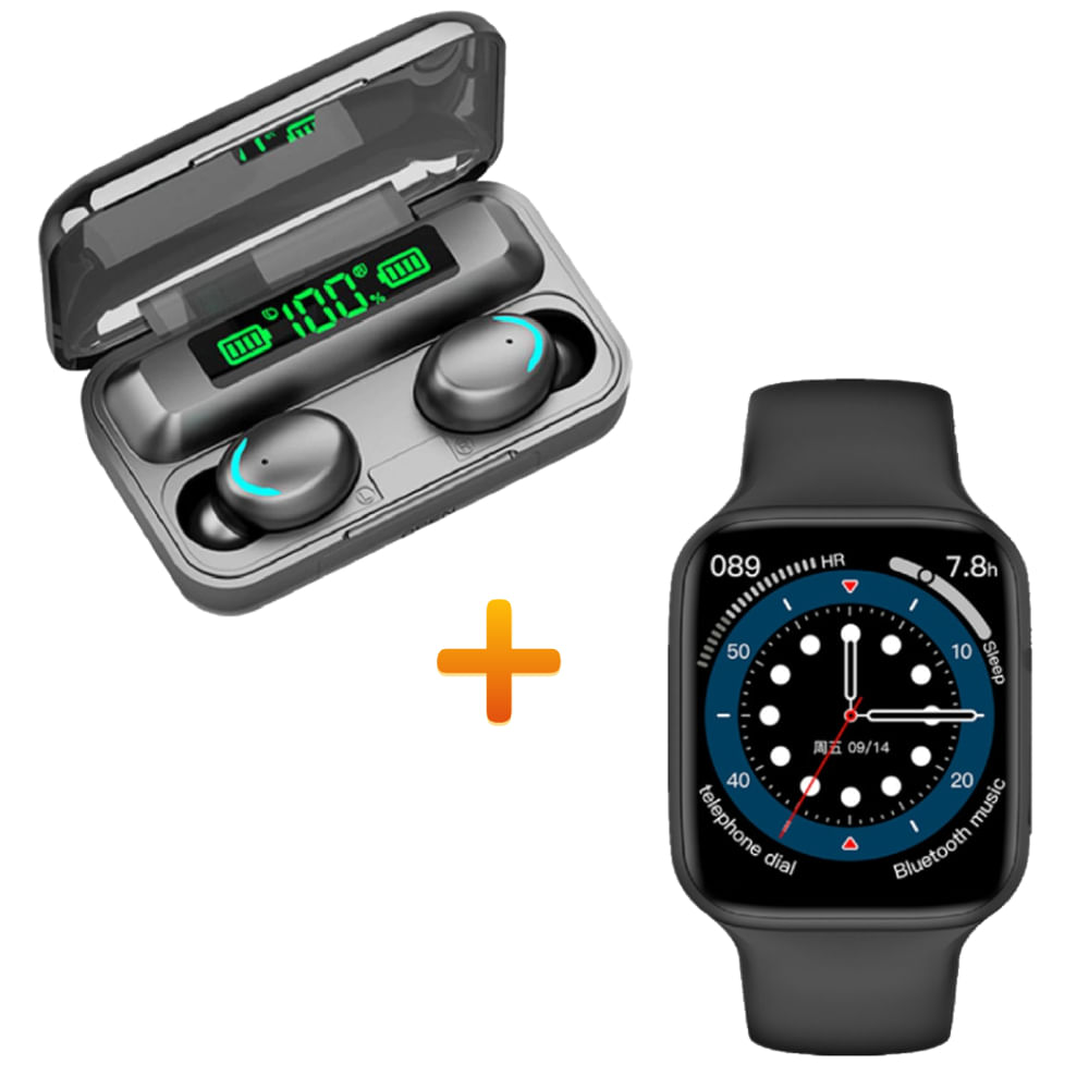 Pack Smartwatch W26 Plus Negro + Audífonos Bluetooth F9-5 Tws Power Bank -  Promart