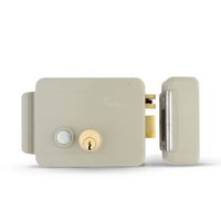 Cerradura de Sobreponer Eléctrica Belcom 12V Doble Llave + Botón Acero Pulido