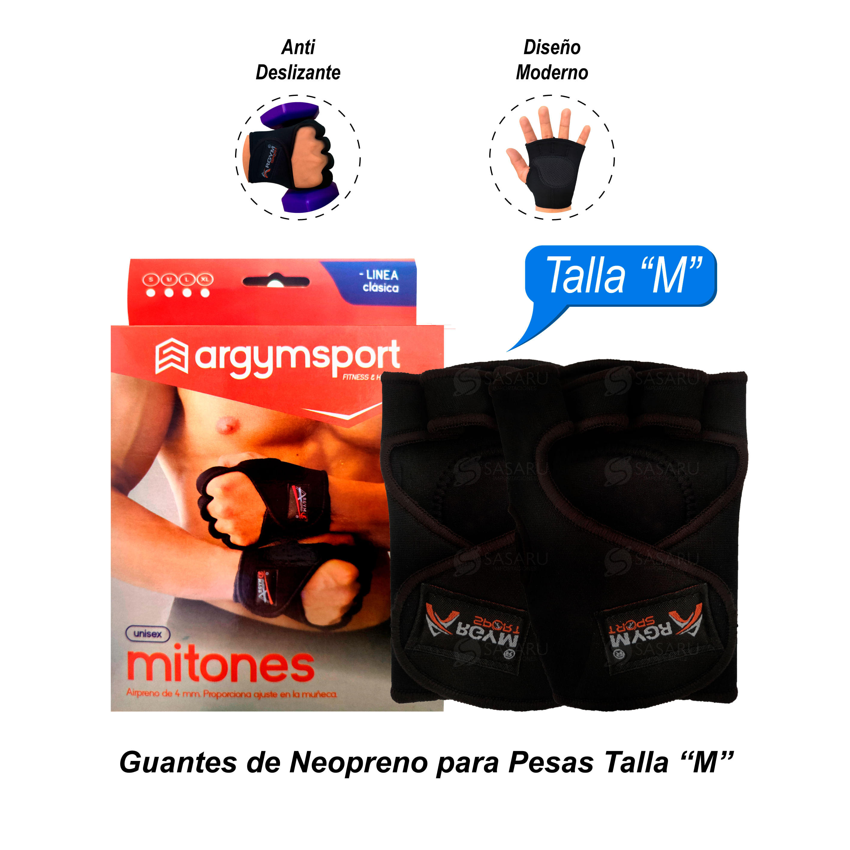 Guantes de Neopreno para Pesas Talla “M”