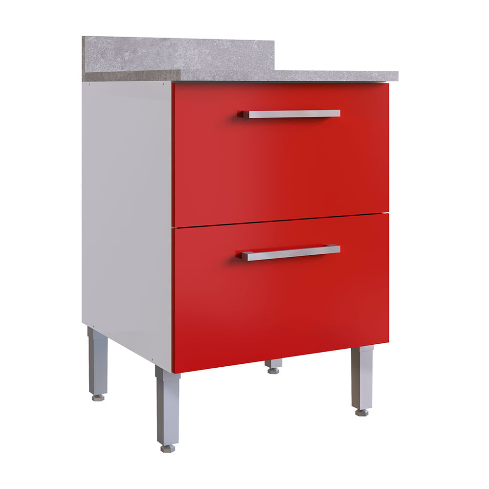 Módulo bajo 2 cajones 60cm Lunar Rojo Orange