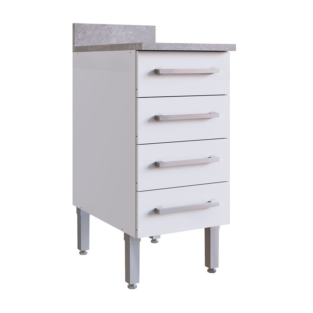 Módulo bajo 4 cajones 40cm Lunar Blanco Orange