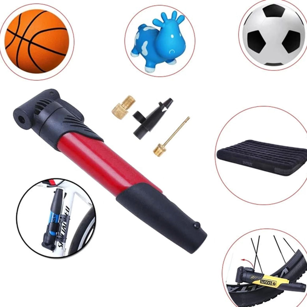 Inflador Bicicleta Pelota Portátil Rojo