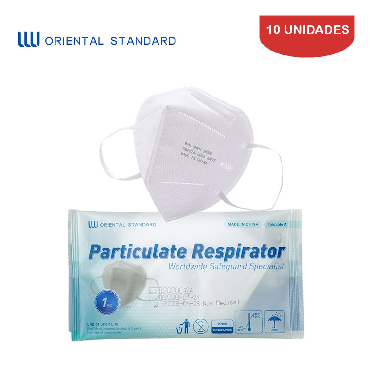Respirador/ Mascarilla KN95 Oriental·ST 5 Capas Blanco 5 unidades