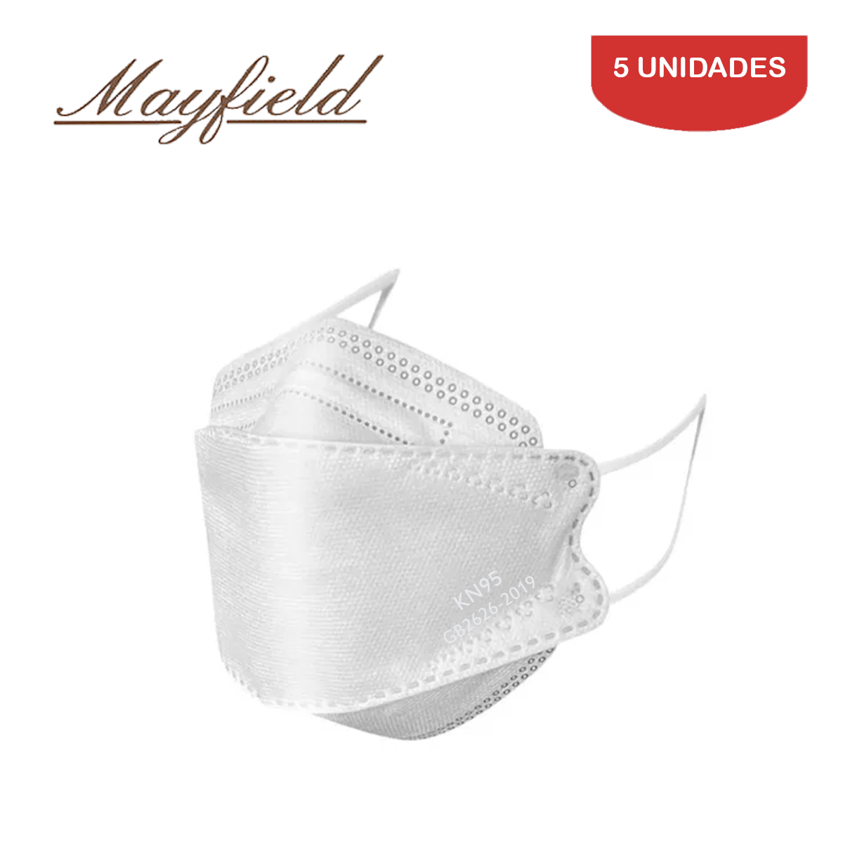 Mascarilla KN95 Mayfield Fish Shape 3D  Blanco 5 unidades