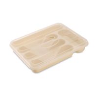 Portacubiertos Plástico ABS Basa Modelo Llano con Tapa Crema