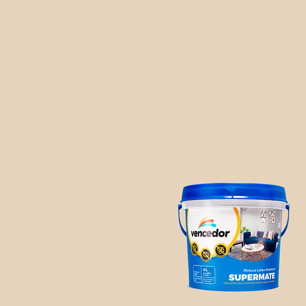 Pintura Latex Supermate Antibacterial Blanco Arena 4 litros - Promart