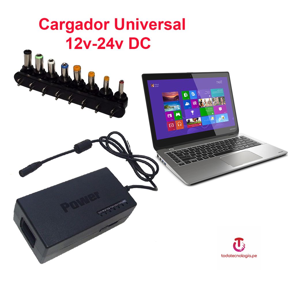 Cargador Portátil Universal 8 Conectores Diferentes Laptop
