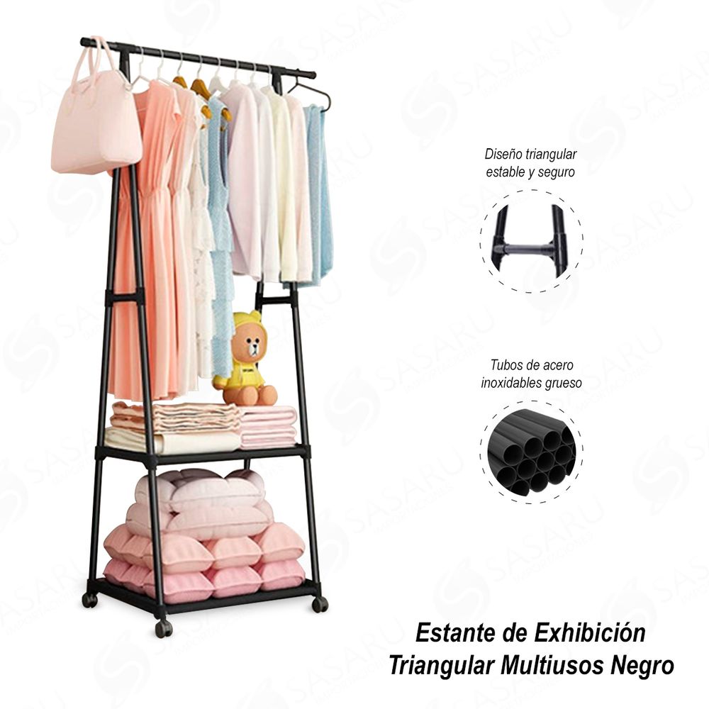 Estante Organizador de Ropa Triangular Dormitorio - Negro