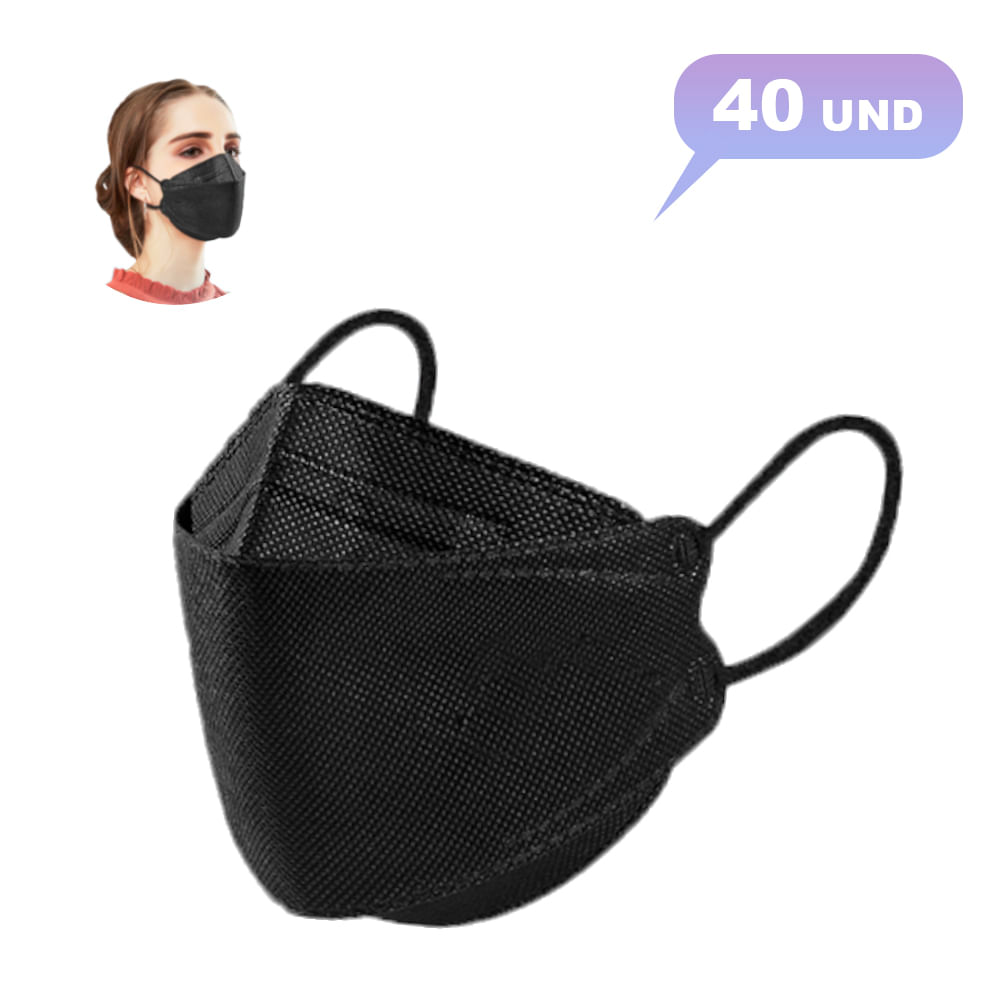 Mascarilla KF94 Fish Negro 40 unidades