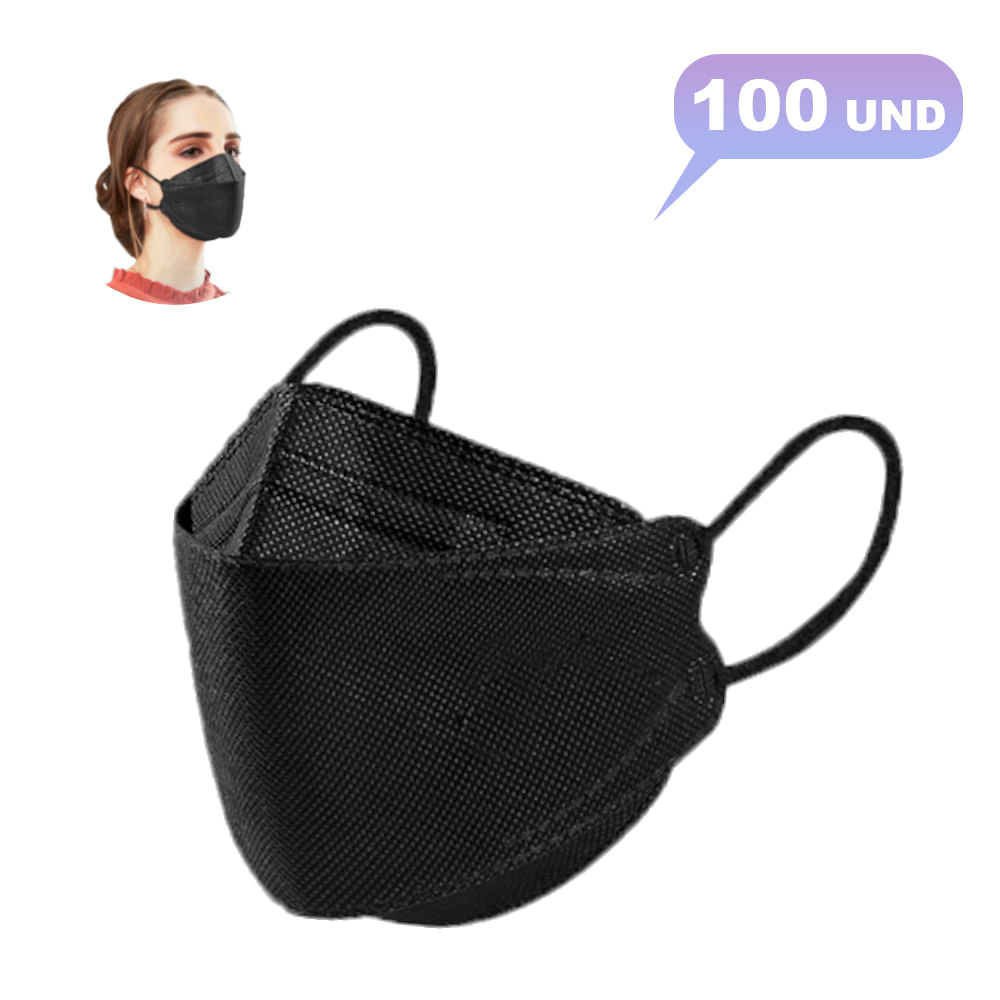 Mascarilla KF94 Fish Negro 100 unidades