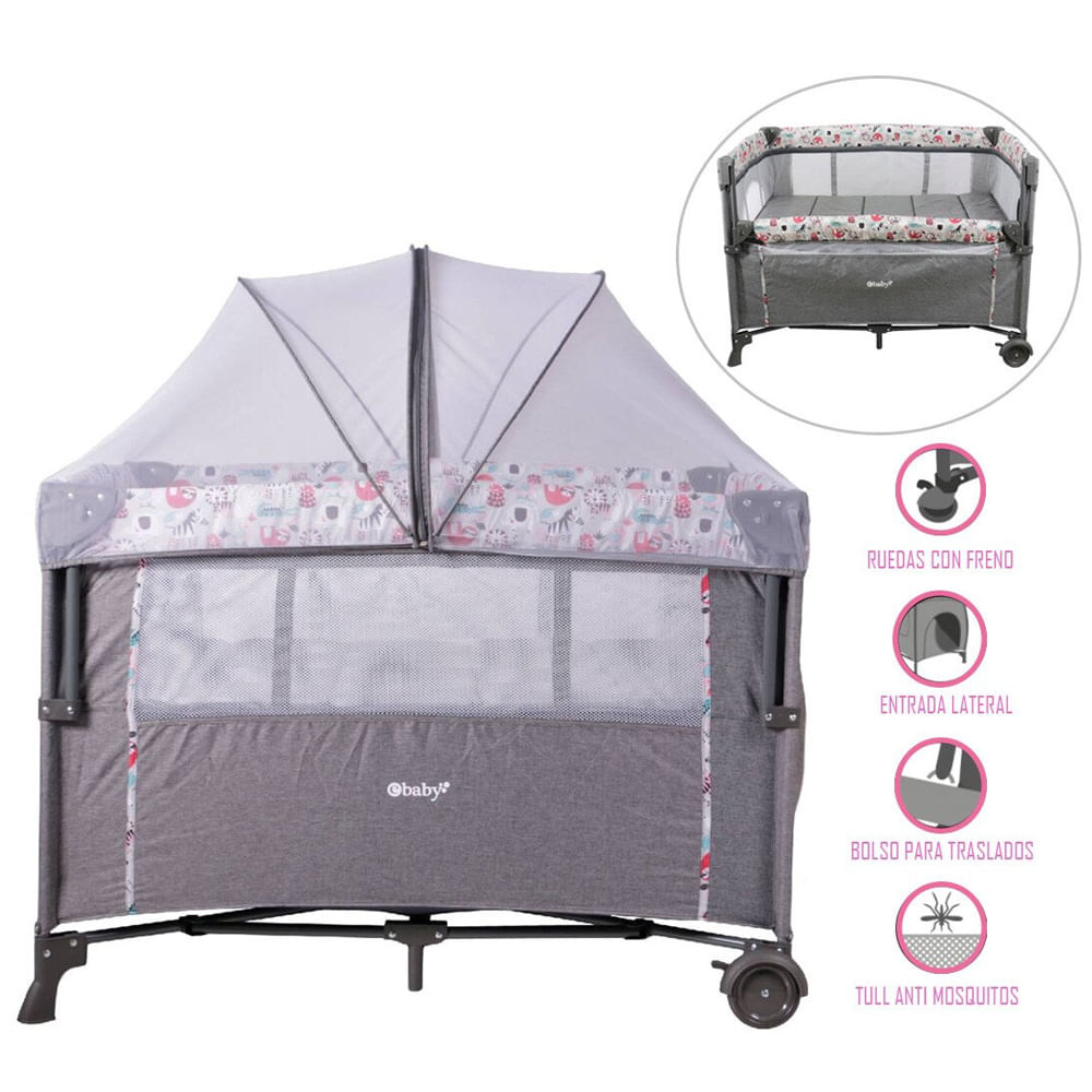 Cuna Colecho Nala EB751GR Gris/Rosado Ebaby