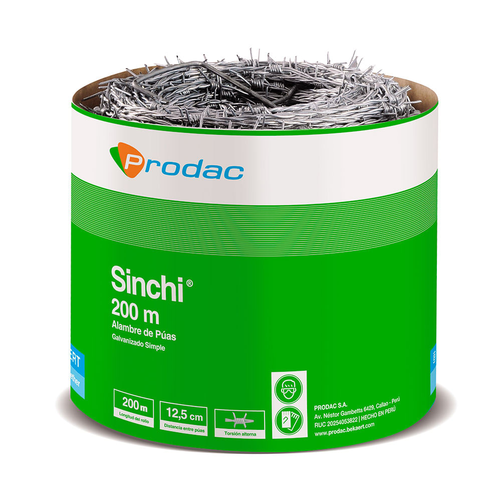 Alambre de Púas Prodac Sinchi 1.5mm x 200m Acero Galvanizado