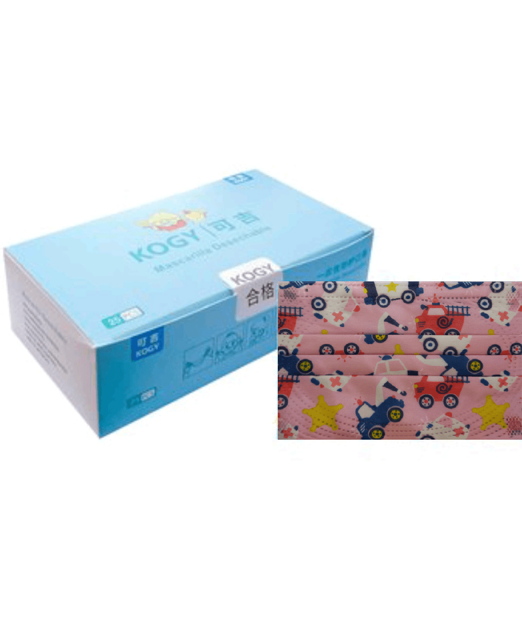 Mascarilla Quirurgica Niños Kogy / Carro Rosado / Caja x 25 unidades