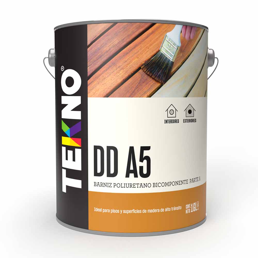 Barniz de Poliuretano Brillante Tekno Modelo A5 Transparente 1 galón