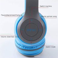 Audífono Inalámbrico Bluetooth Modelo P47 Deportivo Gris con Celeste