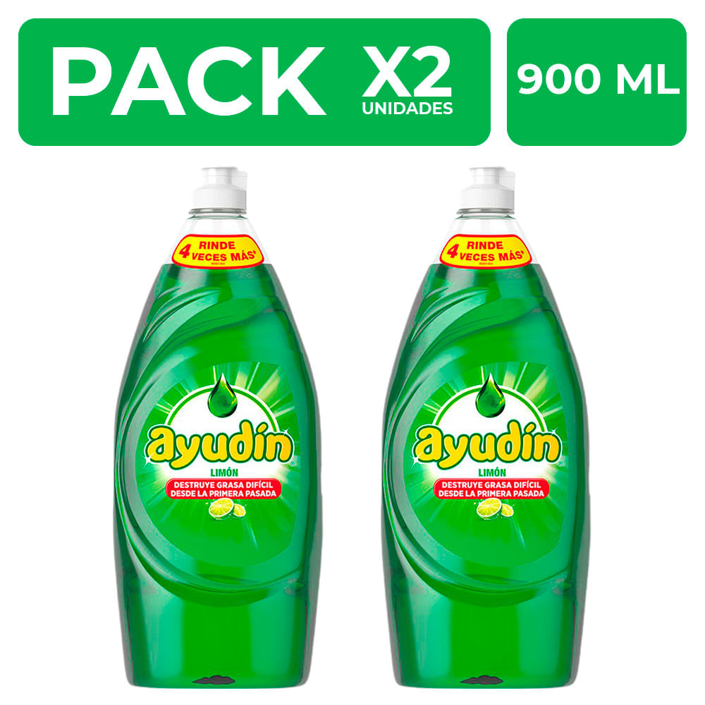 Lavavajillas Líquido Ayudín Limón 900ml PackX2